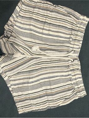 Natural Reflections Cream, Navy, and Olive Striped Women's Shorts